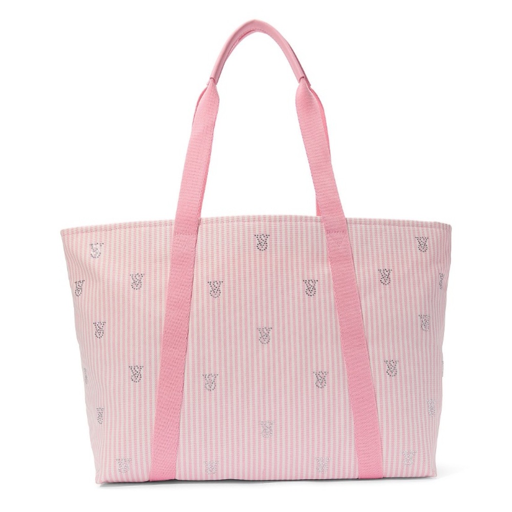 Victoria Secret pink stripe Tote Bag with Umbrella - Picture 2 of 9